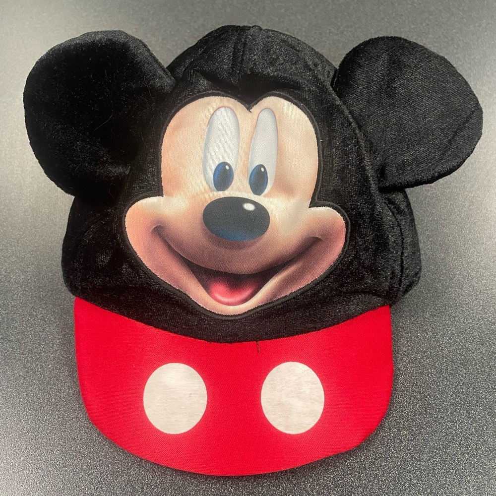Disney Mickey Mouse Ears Baseball Cap Hat Black Red TODDLER Size Fur